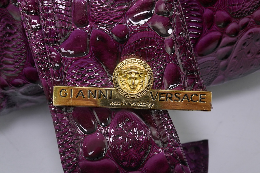 A purple patent Versace large handbag